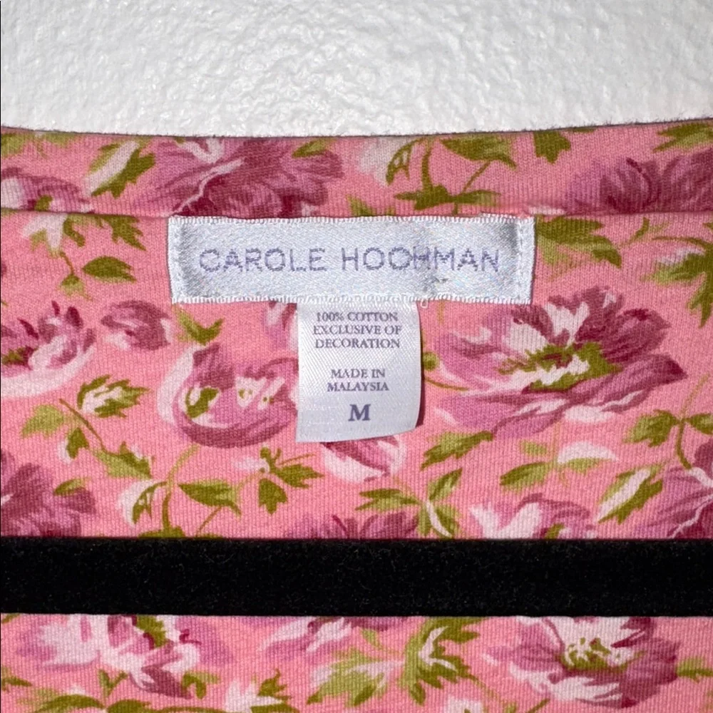 Midnight by Carole Hochman Pink Floral Top Medium